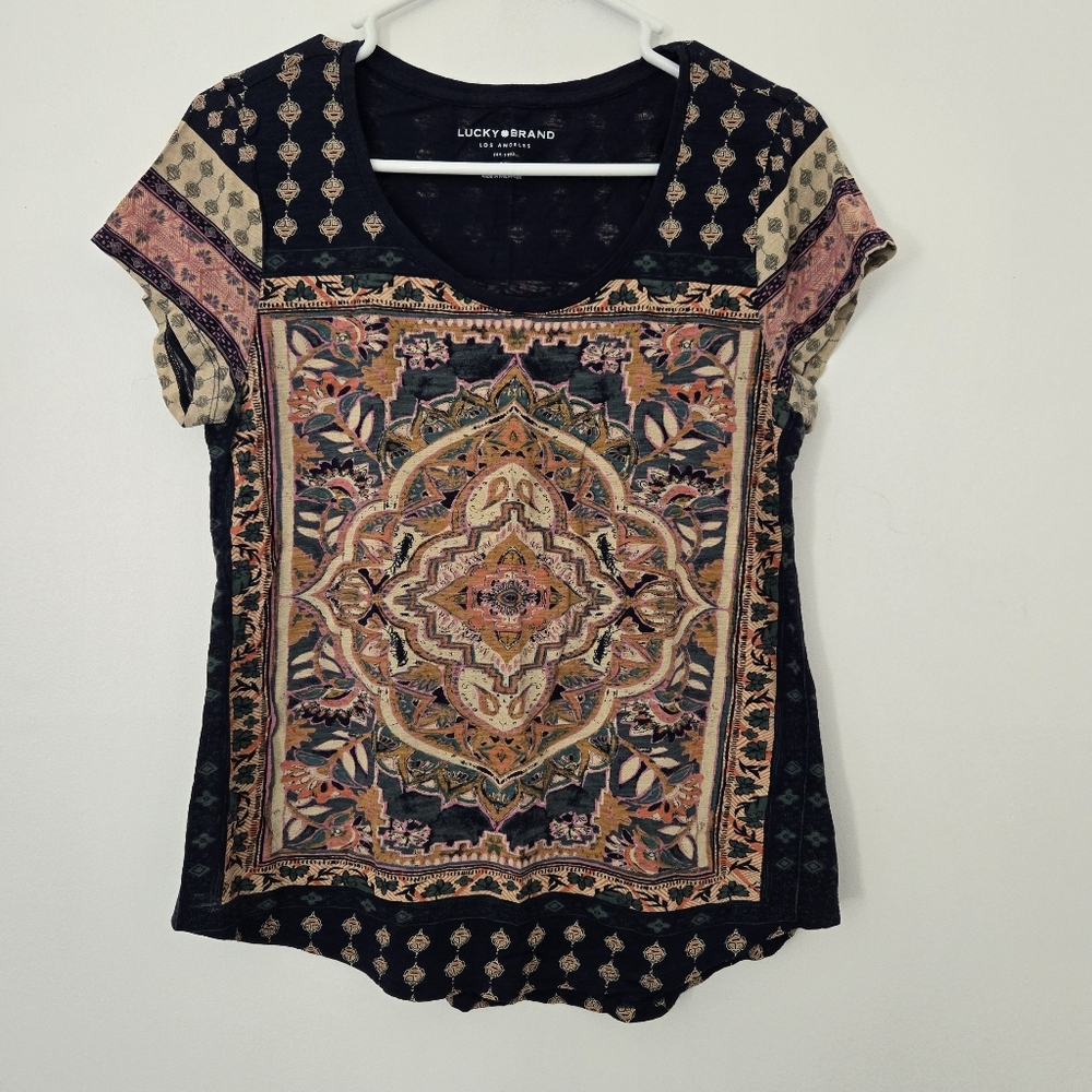 Lucky Brand Women's Persian Carpet Print Tee Cotton Blend T-Shirt